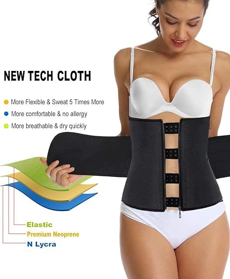 HOPLYNN Neoprene Sweat Waist Trainer Corset, Trimmer Shaper Belt for Women, Double Velcro, Tummy Control