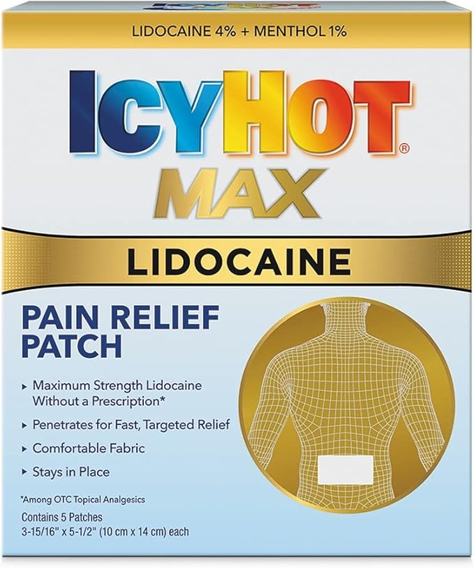 Icy Hot Max Strength Lidocaine Pain Relief Patches with Menthol 5 Count