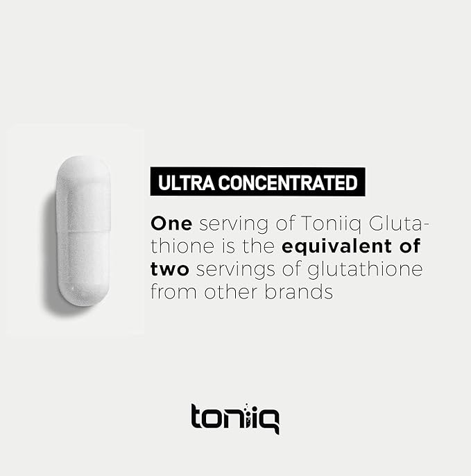 Toniiq Glutathione 1000mg – Ultra High Strength Reduced Glutathione – Antioxidant, Liver Detox, Immune & Skin Support – Non-GMO, Gluten-Free – 120 Capsules