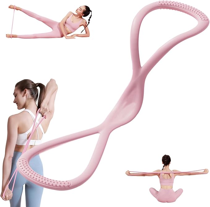 Figure 8 Resistance Band, 25 lbs Exercise Band for Women Men, Arm Back Glute Yoga Pulling Rope