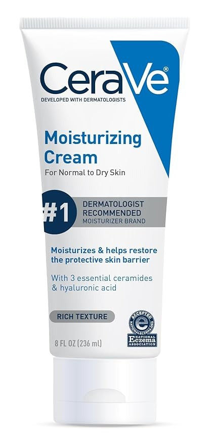 CeraVe Moisturizing Cream – Body & Face Moisturizer for Dry Skin – Hyaluronic Acid, Ceramides, Oil-Free, Fragrance Free – 19 oz