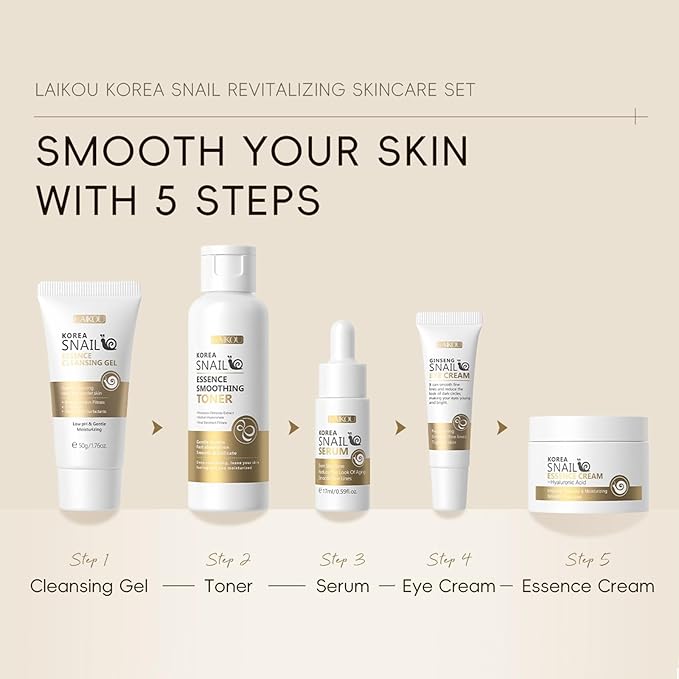 Korean Snail Mucin Skincare Kit – 5-Piece Hydrating Anti-Aging Gift Set
