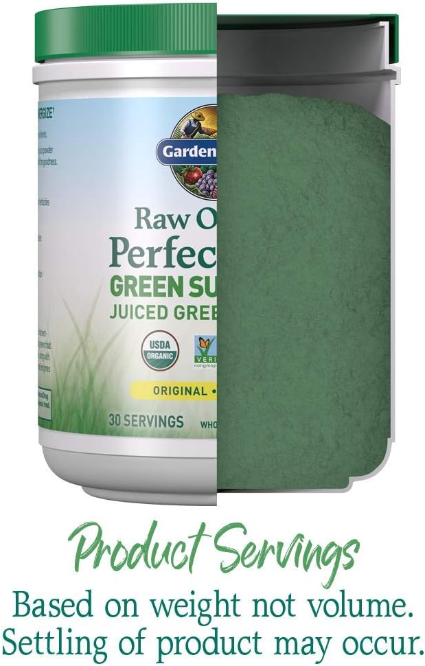 Garden of Life Raw Organic Perfect Food – Green Superfood Powder – Stevia-Free Juiced Greens for Detox, Alkalinity, Energy & Digestion – Vegan, Gluten-Free – 30 Servings