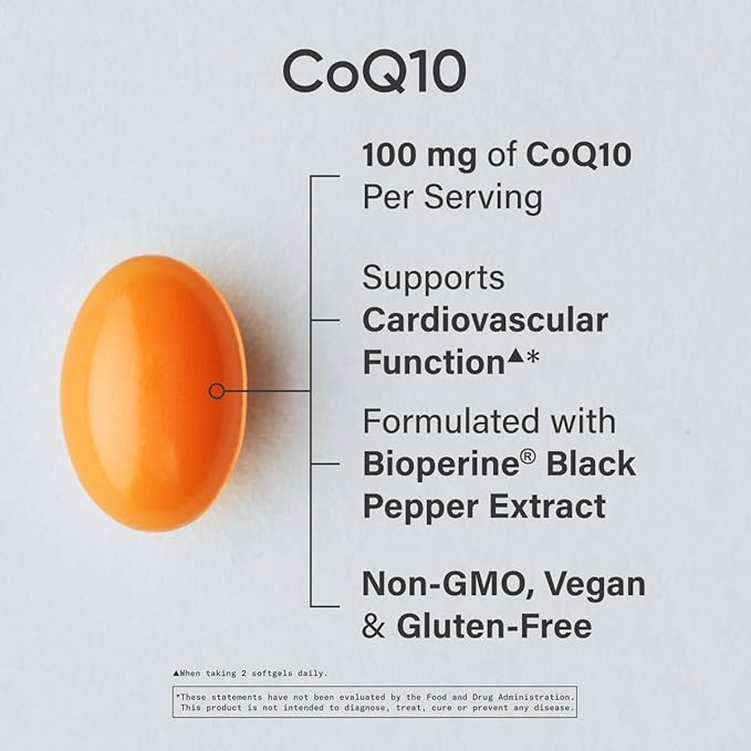 Sports Research CoQ10 100mg with Coconut Oil & BioPerine – Enhanced Absorption, Heart & Energy Support – Vegan, Non-GMO, Gluten-Free – 120 Softgels