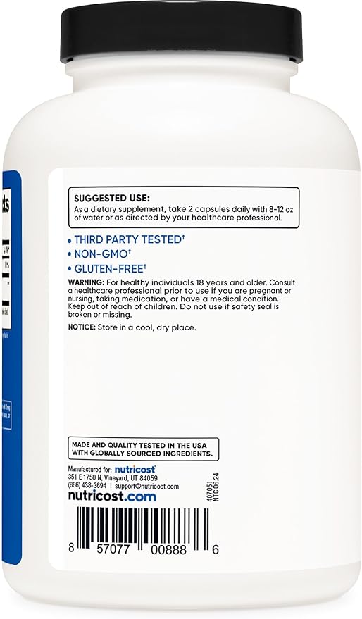 Nutricost HMB (Beta-Hydroxy Beta-Methylbutyrate) – 1000mg, 240 Capsules, 120 Servings, Gluten-Free, Non-GMO