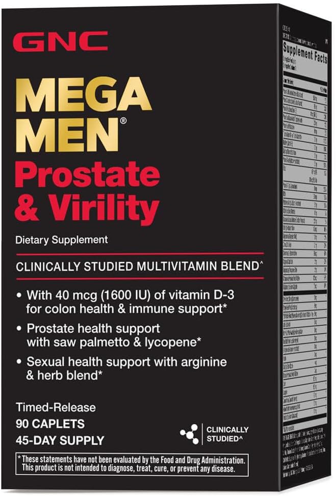 GNC Mega Men Prostate & Virility Multivitamin – Prostate, Sexual Performance, Immune & Antioxidant Support – 90 Caplets