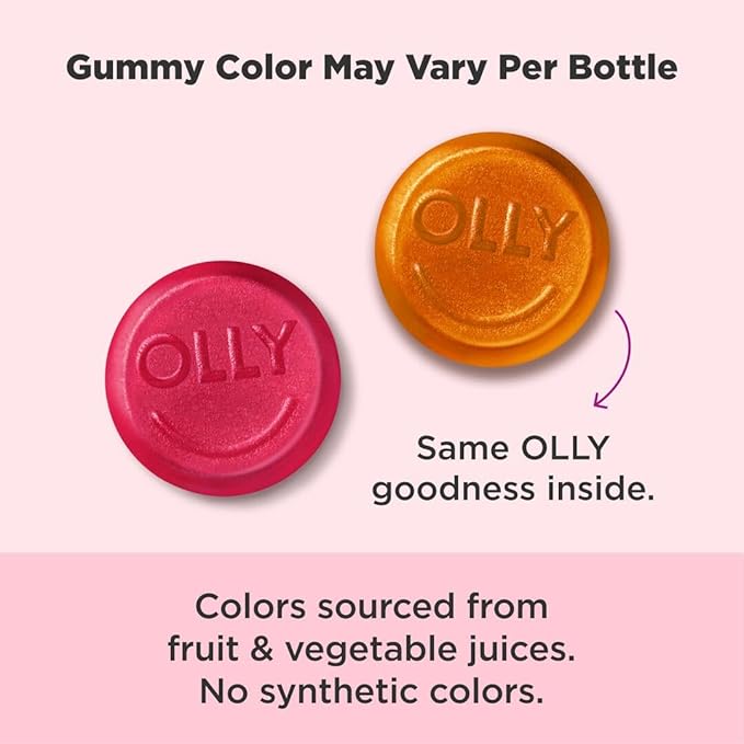 OLLY Undeniable Beauty Gummies – Biotin, Vitamin C & Keratin for Hair, Skin & Nails – Grapefruit Flavor – 60 Gummies – Gluten-Free, No Synthetic Colors