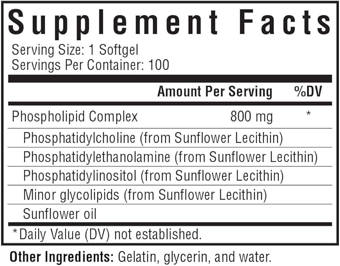 Seeking Health Optimal PC – 800 mcg Phospholipid Complex – Non-GMO Sunflower Lecithin – Brain Function, Energy & Cognitive Support – 100 Softgels