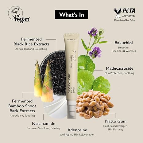 Haruharu Wonder Black Rice Bakuchiol Eye Cream – Anti-Aging, Wrinkle Care, Natural Retinol Alternative, Vegan, EWG Green, 0.67 fl oz