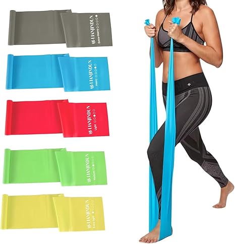 Latex-Free Resistance Bands Set, 5 Pcs Elastic Exercise Bands, Stretch Bands for Physical Therapy, Yoga, Pilates