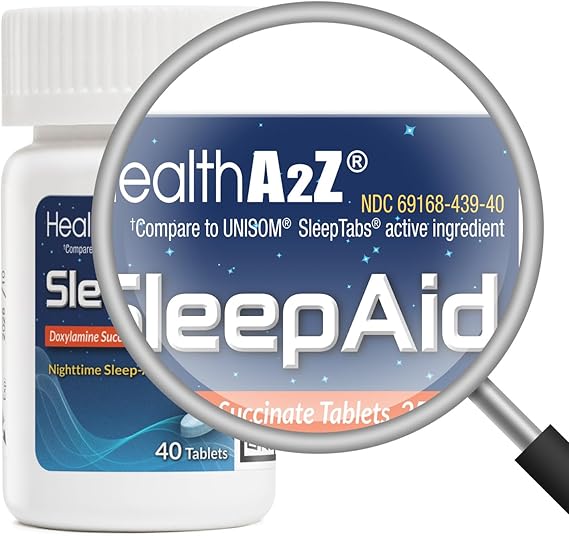 HealthA2Z Sleep Aid – 25mg Doxylamine Succinate – 120 Tablets – Nighttime Sleep Support, Non-Habit Forming