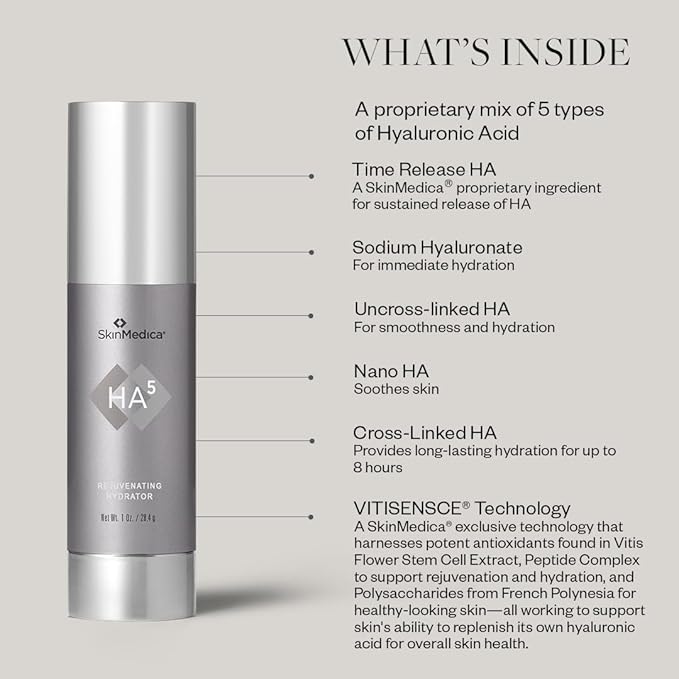 SkinMedica HA5 Rejuvenating Hydrator – Hyaluronic Acid Serum with Five Types of HA – Smooths Fine Lines & Wrinkles – All Skin Types – 2 oz