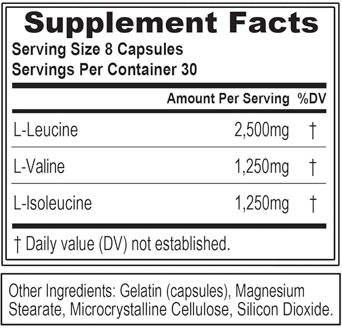 EVL BCAAs Amino Acids Supplement for Men – 2:1:1 Ratio, 5g BCAA Capsules, 30 Servings, Post-Workout Recovery & Lean Muscle Builder