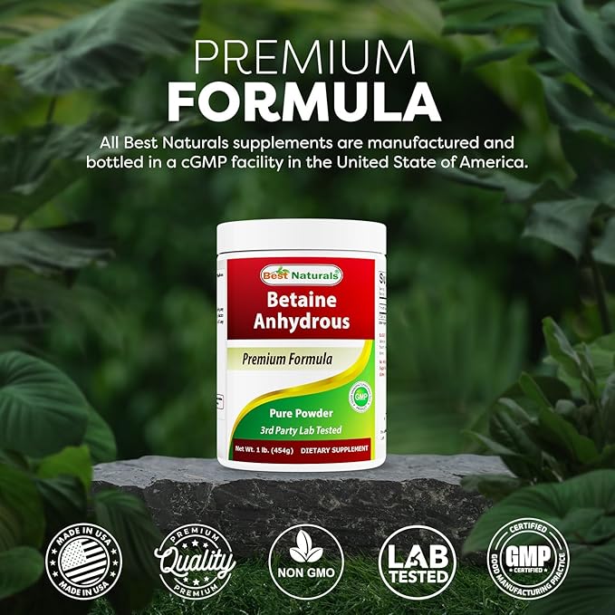 Best Naturals Betaine Anhydrous Trimethylglycine (TMG) Pure Powder – 1 Pound (1 lb), Pack of 1