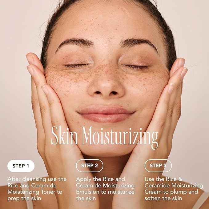 The Face Shop Rice Ceramide Moisturizing Emulsion – Rice Extract & Ceramides – Lightweight, Brightening, Hydrating Face Moisturizer – Non-Greasy, Korean Skin Care – 150ml