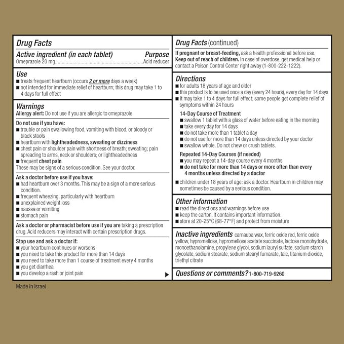 GoodSense Omeprazole 20 mg Delayed Release Tablets for Frequent Heartburn Relief 42 Count