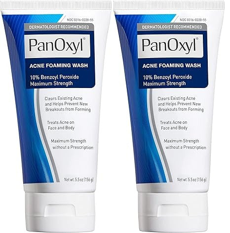PanOxyl Acne Foaming Wash Benzoyl Peroxide 10% Maximum Strength Antimicrobial, 5.5 Oz