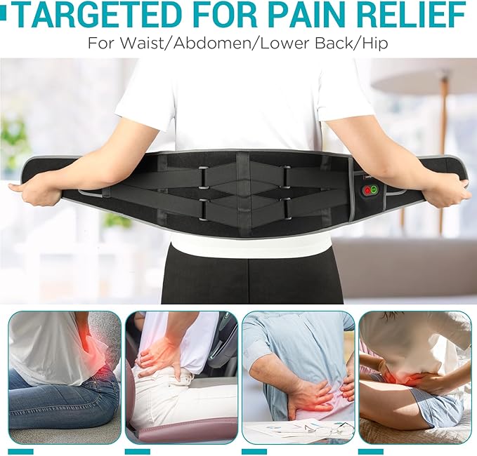 Comfytemp Cordless Heating Pad with Massager, Wearable Back Pain Relief, Portable Gift for Dad Mom, 58