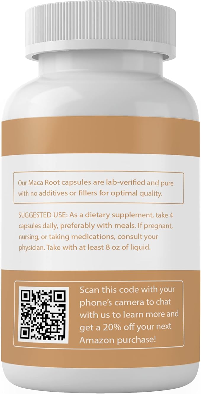 Pure Original Ingredients Maca Root – Lab Verified Peruvian Maca Supplement – No Additives or Fillers – Energy, Mood & Hormonal Balance – 100 Capsules