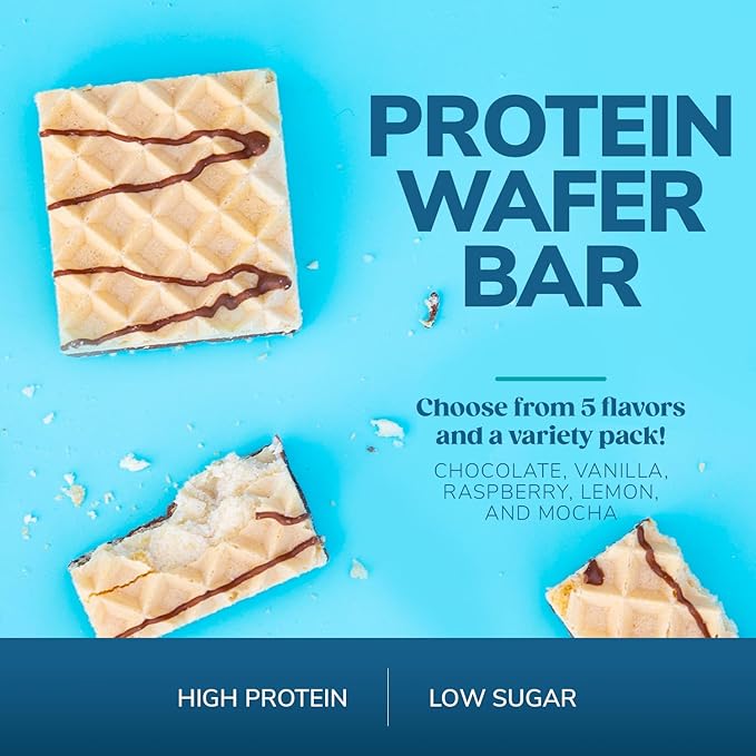WonderSlim Protein Wafer Snack Bar Variety Pack – 15g Protein, Low Sugar, 0mg Cholesterol, Crunchy, 5 Flavors, 5ct