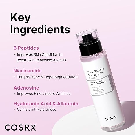 COSRX 6X Peptide Collagen Booster Toner Serum, Copper Peptides, Niacinamide, Hyaluronic Acid, Korean Anti-Aging Essence, 150ml