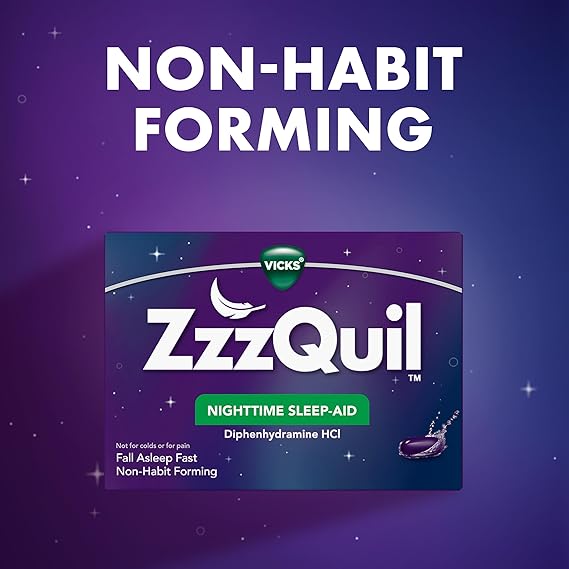ZzzQuil LiquiCaps Sleep Aid – 25mg Diphenhydramine HCl – Non-Habit Forming Nighttime Sleep Support – 72 Count
