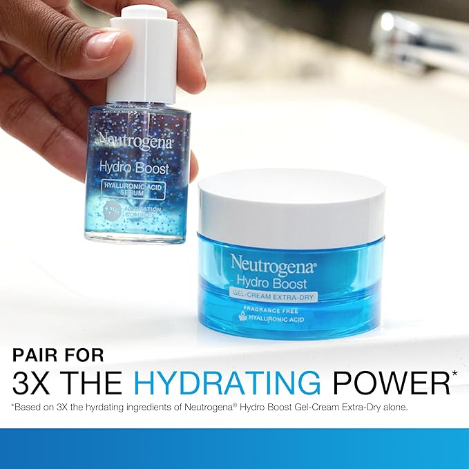 Neutrogena Hydro Boost Hyaluronic Acid Serum – Lightweight, Oil-Free, Fragrance Free – Daily Hydrating Serum for Dry Skin – Non-Comedogenic – 1 oz