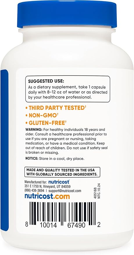 Nutricost Iodine 325mcg from Organic Sea Kelp – Natural Thyroid Support – 120 Vegetarian Capsules