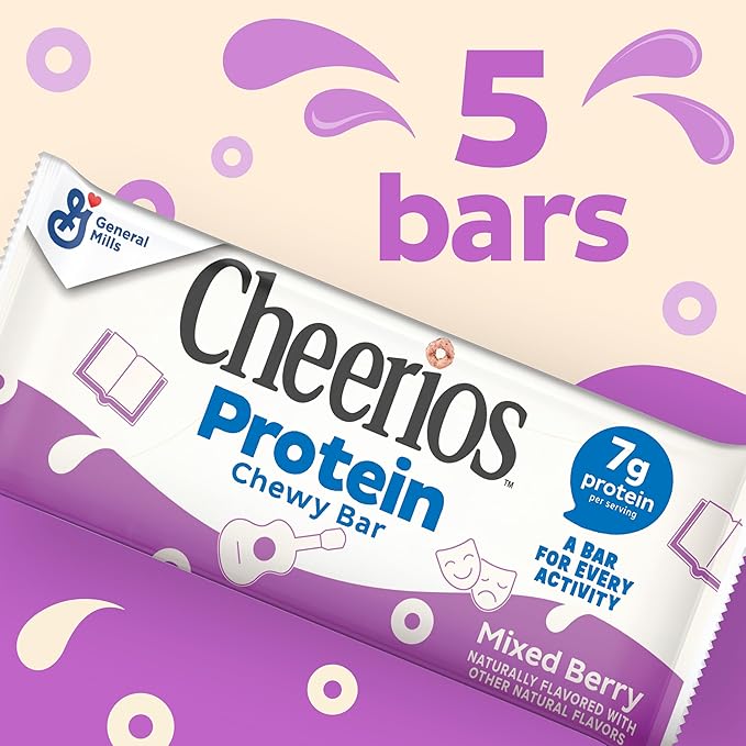 Cheerios Protein Chewy Bars – Mixed Berry, 5 Count, 6.35 oz
