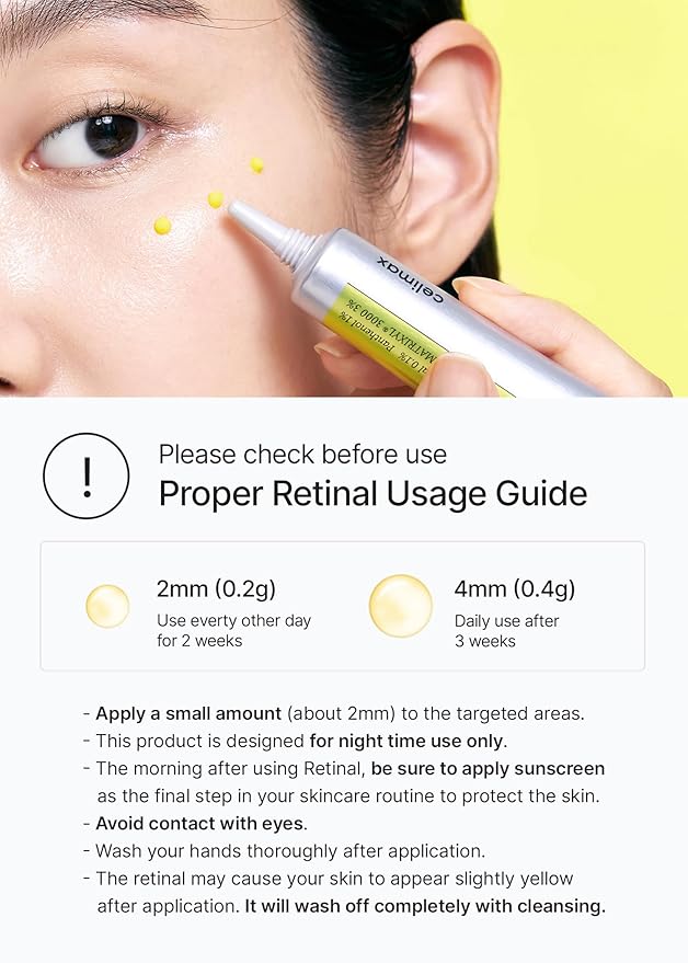 celimax The Vita A Retinal Shot Tightening Booster – 0.1% Retinal, 3% Matryxyl – Pore Minimizer, Wrinkle & Firming Serum – Korean Skincare – Fragrance Free – 15ml