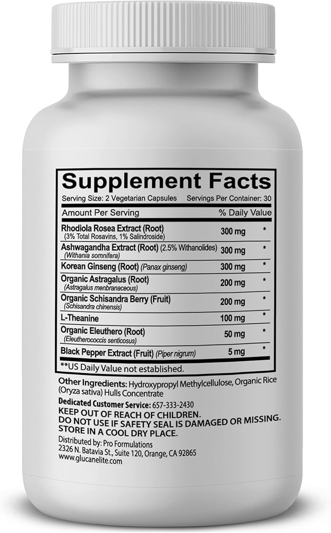 Adaptogen Elite – Cortisol Balance & Natural Energy Support – Ashwagandha, Rhodiola, Schisandra & L-Theanine – Stress, Mood & Focus – Vegan, Non-GMO – 60 Capsules