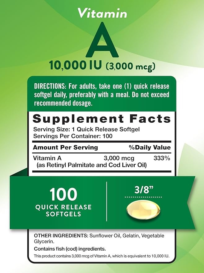 Nature's Truth Vitamin A 10000 IU Softgels | 100 Count | Non-GMO & Gluten Free Supplement