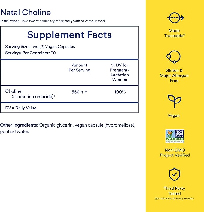 Ritual Natal Choline 550mg – Prenatal & Breastfeeding Brain Support – 30 Vegan Capsules