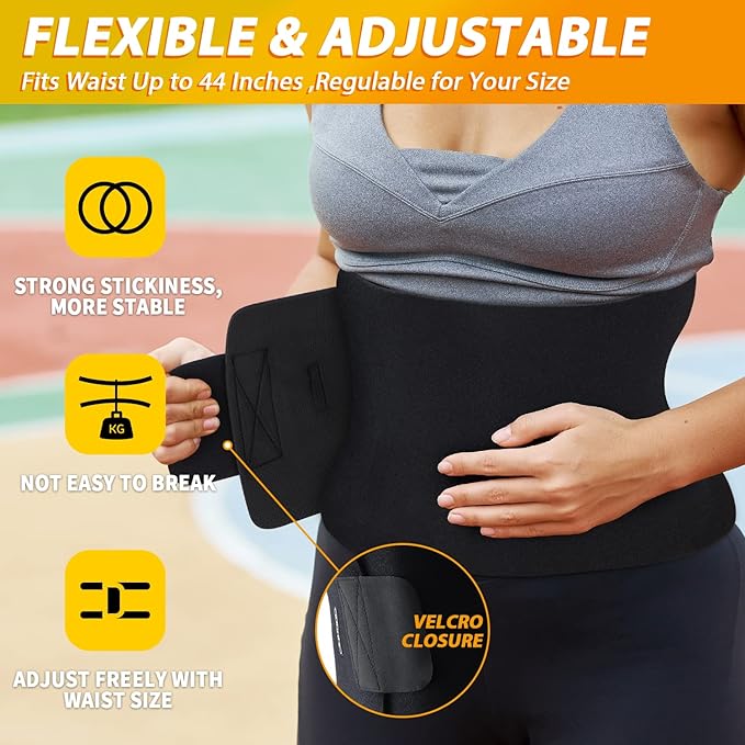 Ohuhu Waist Trimmer, Adjustable Neoprene Ab Trainer Belt, Sweat Band, Back Support, Unisex, Fits 44”