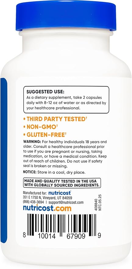Nutricost Agmatine Sulfate – 1000mg, 120 Capsules, Gluten-Free, Non-GMO