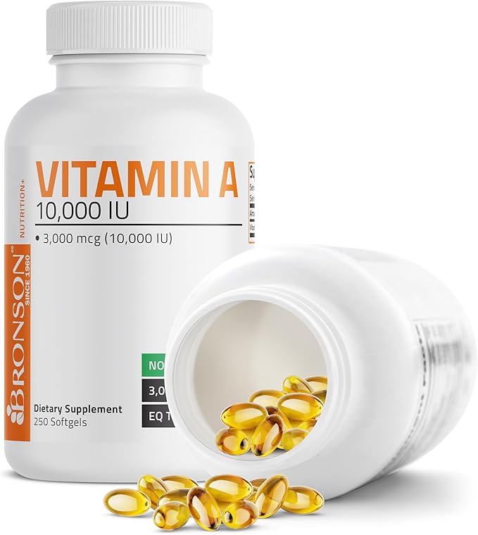 Bronson Vitamin A 10,000 IU – Vision, Immune, Growth & Reproductive Support – 250 Non-GMO Softgels