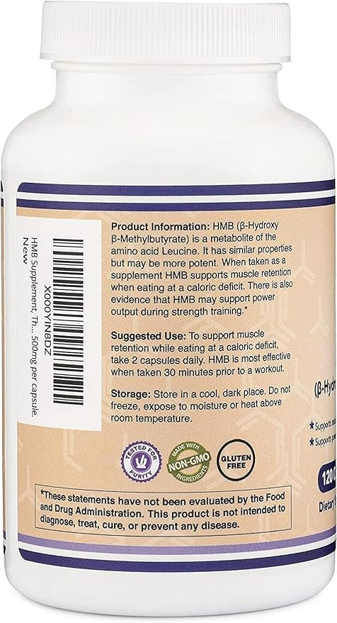 Double Wood Supplements HMB – 1000mg Per Serving, Non-GMO, Gluten-Free, 120 Capsules