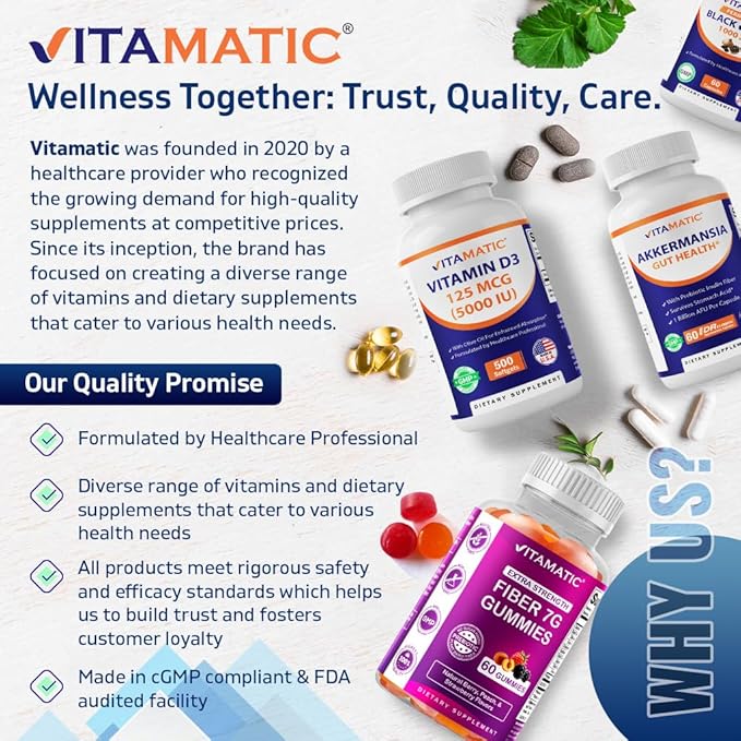 Vitamatic Alpha Lipoic Acid 600mg – Antioxidant for Nerve, Energy & Skin Health – Non-GMO, Gluten-Free, Vegetable Capsules – 240 Count (Value Size)