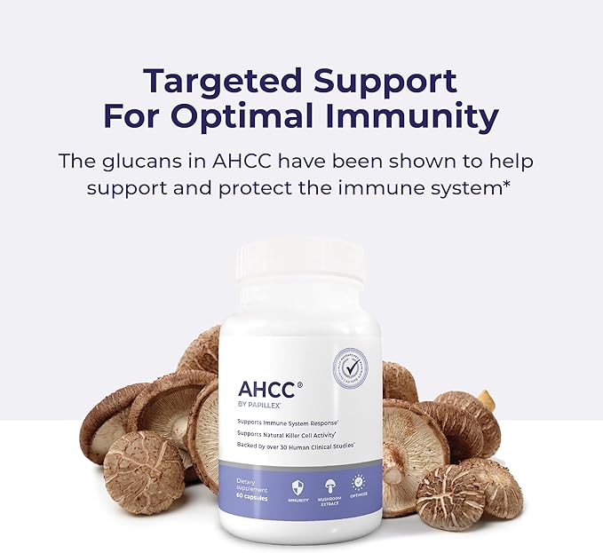 Papillex AHCC Supplement – Maximum Strength Immune & NK Cell Support – 60 Vegan Capsules