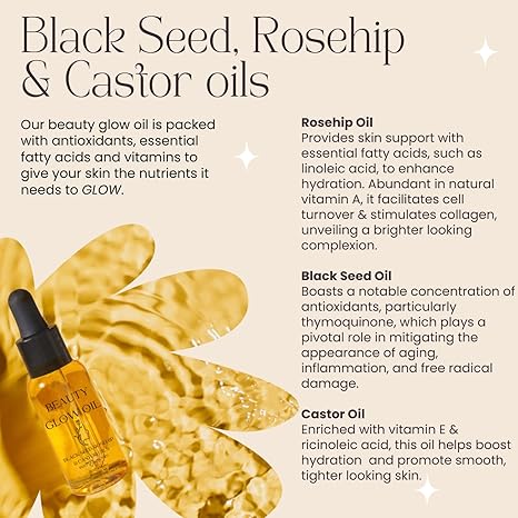 Black Seed, Rosehip & Castor Oil – Organic Anti-Aging Face Oil Serum, 1oz