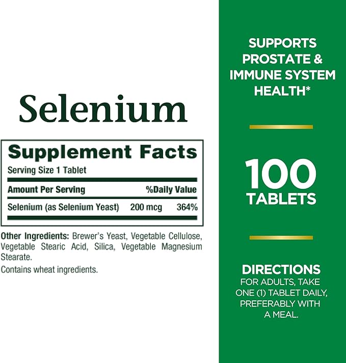 Nature’s Bounty Selenium 200mcg – Antioxidant, Immune & Thyroid Support – 100 Tablets