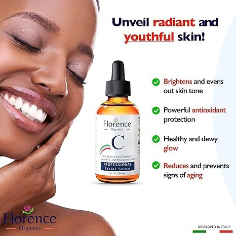 Vitamin C Face Serum 2oz – Dark Spot Remover, Anti-Aging, Brightening – Niacinamide, Hyaluronic Acid, Vitamin E – Eye Area & Wrinkles