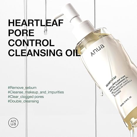 Anua Heartleaf Pore Control Cleansing Oil, Korean Oil Cleanser for Face, Makeup, Blackheads, Sensitive Skin, 200ml