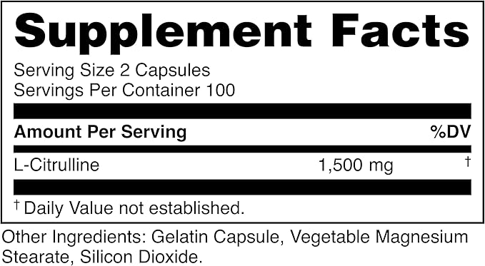 Bucked Up L-Citrulline – 1500mg Per Serving, 200 Capsules, Gluten-Free, Non-GMO, Third-Party Tested