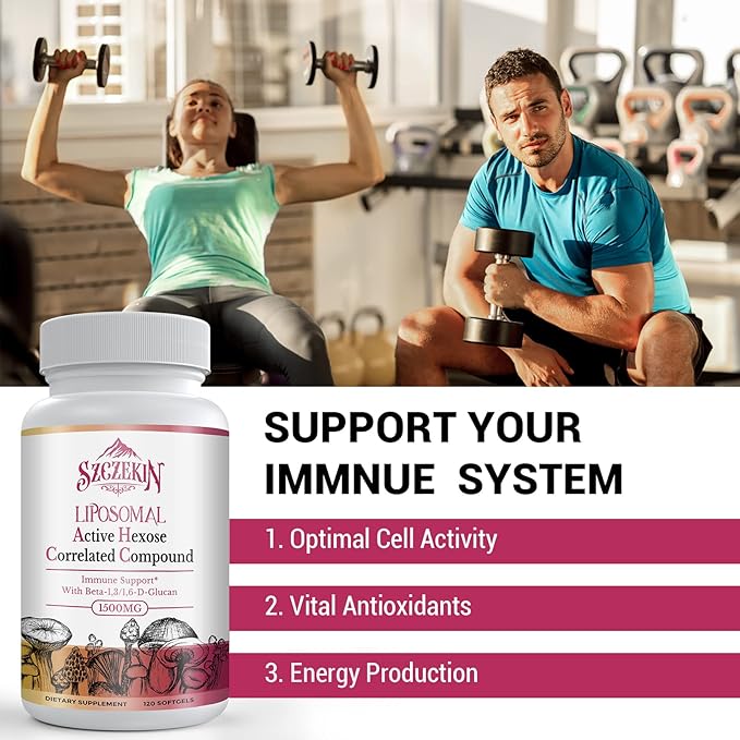 Liposomal AHCC 1500mg with Beta-Glucans – Immune, T-Cell & Liver Support – 120 Softgels – Non-GMO, Gluten Free
