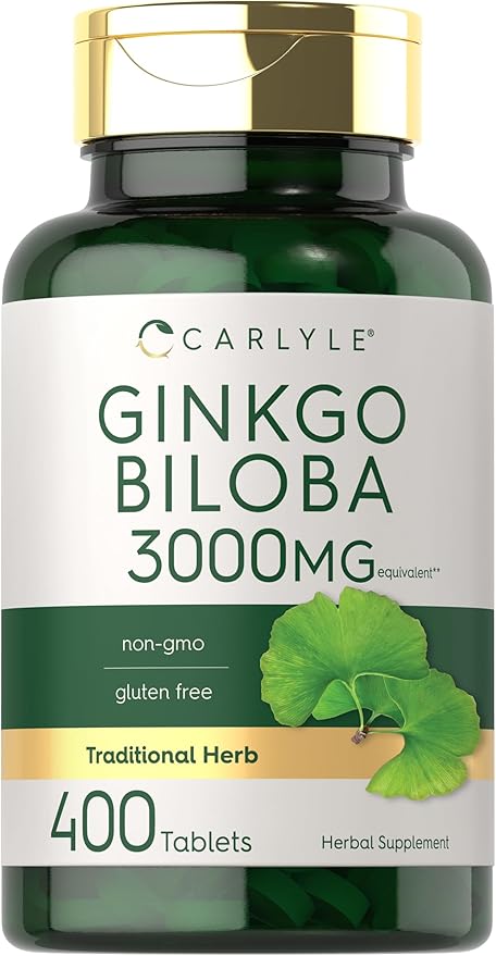 Carlyle Ginkgo Biloba 3000mg – Extra Strength Brain, Memory & Circulation Support – Non-GMO, Gluten-Free – 400 Tablets (Value Size)