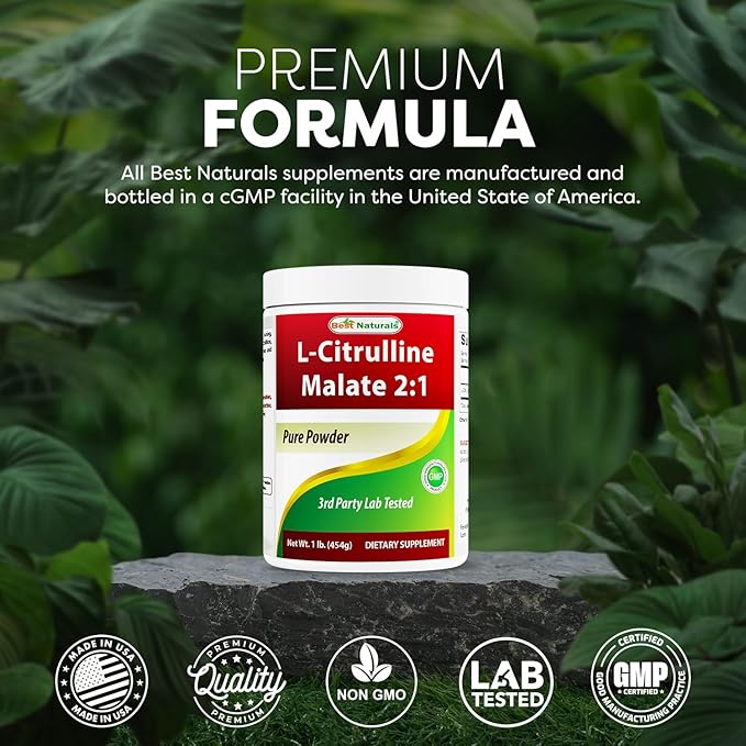 Best Naturals L-Citrulline Malate 2:1 Powder – 1 lb, High-Potency Workout Supplement
