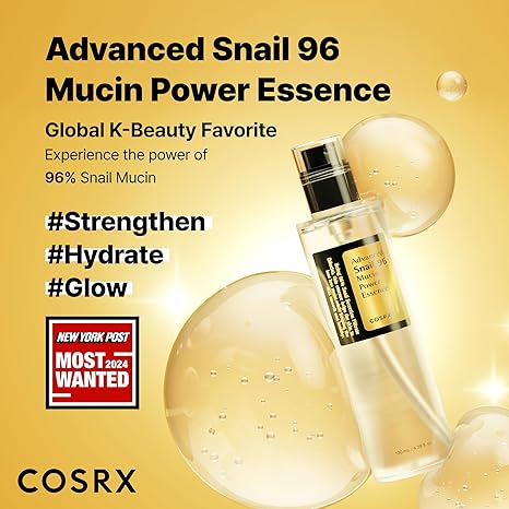 COSRX Snail Mucin 96% Power Repairing Essence, Hydrating Face Serum for Dull Skin, Fine Lines, Scars, Korean Skincare, 100ml