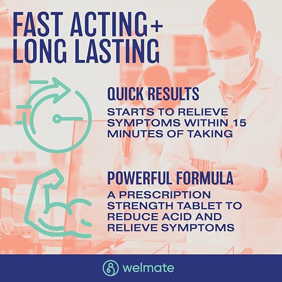 WELMATE Famotidine 10mg Acid Reducer – 300 Tablets – Heartburn & Indigestion Relief, Original Strength