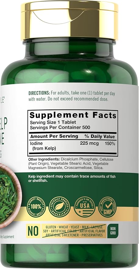 Carlyle Sea Kelp Iodine 225mcg – Thyroid & Metabolism Support – 300 Tablets